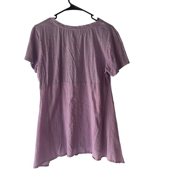 LOGO Women's Size Medium Lilac Purple Textured Swiss Dot Blouse Top - Picture 7 of 10